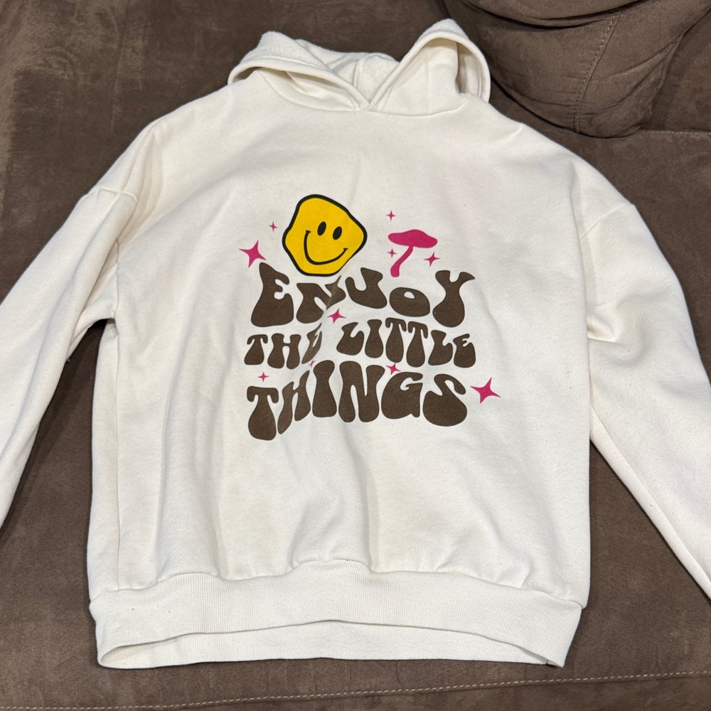 Edikted Cream Hoodie with Graphic Print
